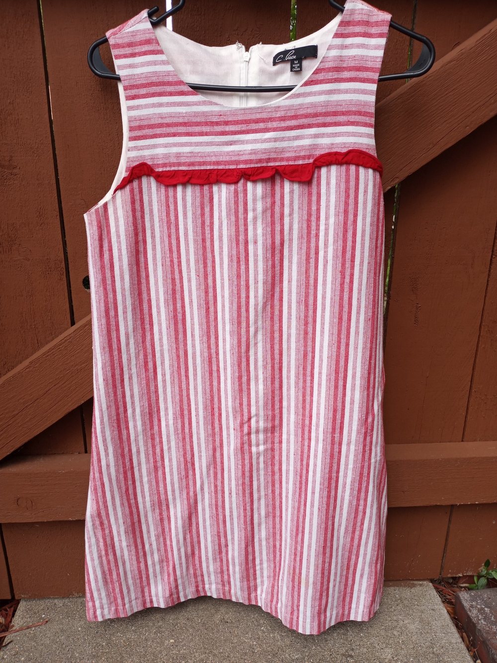 C. Luce White and Red Striped Summer Shift Dress